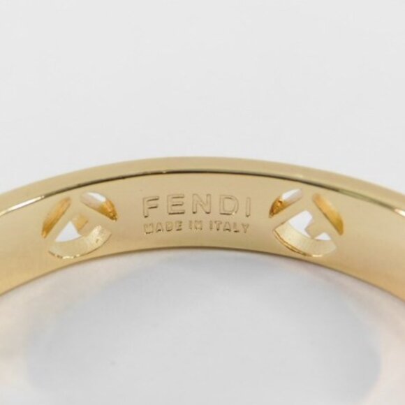 Large 1.75"  Fendi Gold Tone FF Motif Rhinestone Hoop Earrings (AUTHENTIC) - Picture 2 of 10